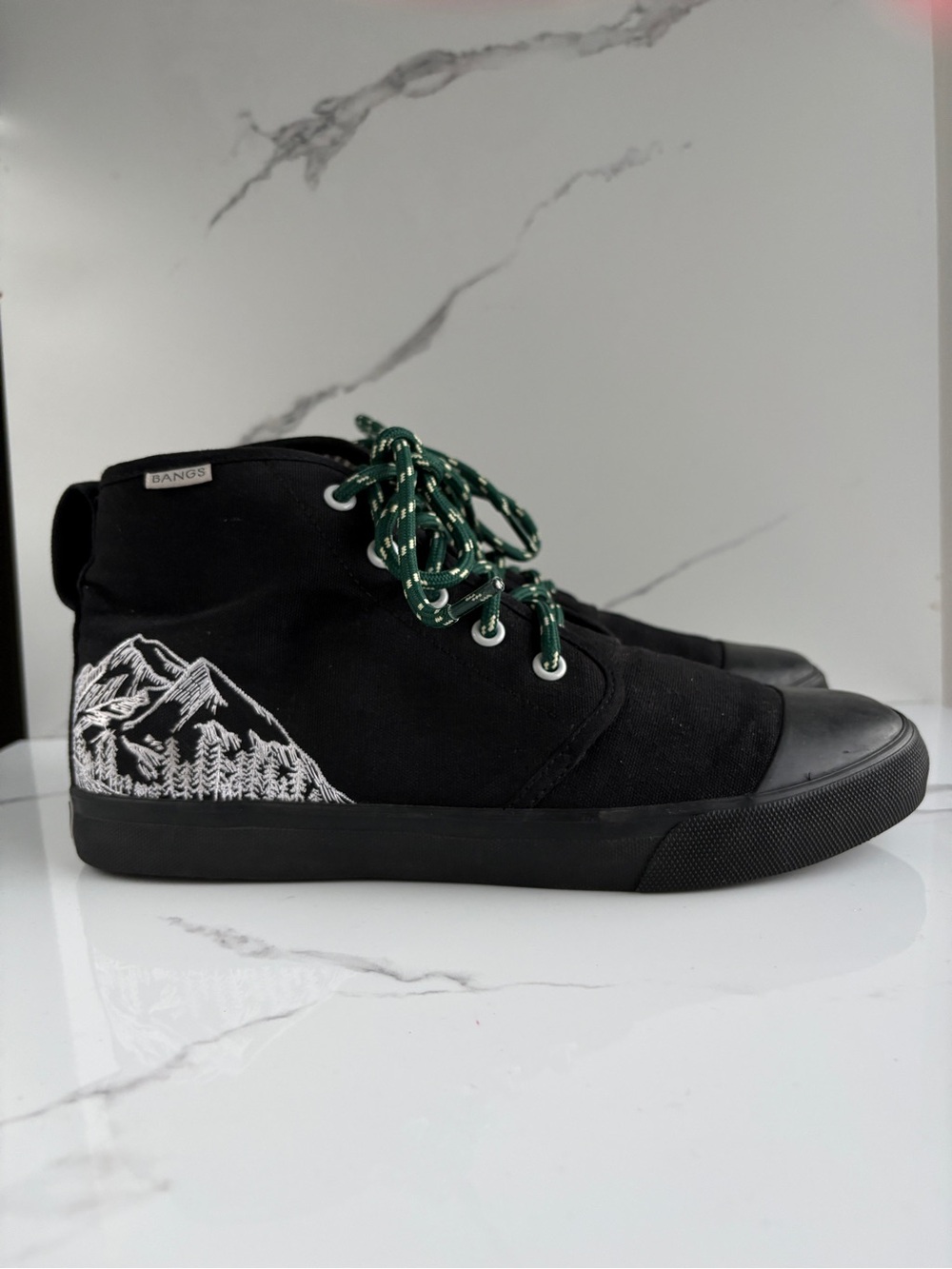 BANGS sz 9 Black Mountain High Top canvas embroidered sneaker